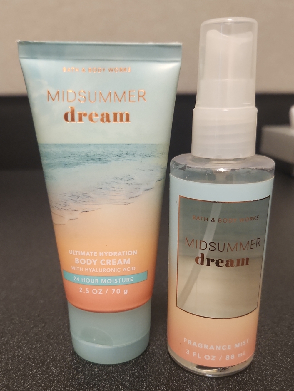 Bath & Body Works Midsummer Dream Body Cream & Fragrance Mist - Light Blue/Peach